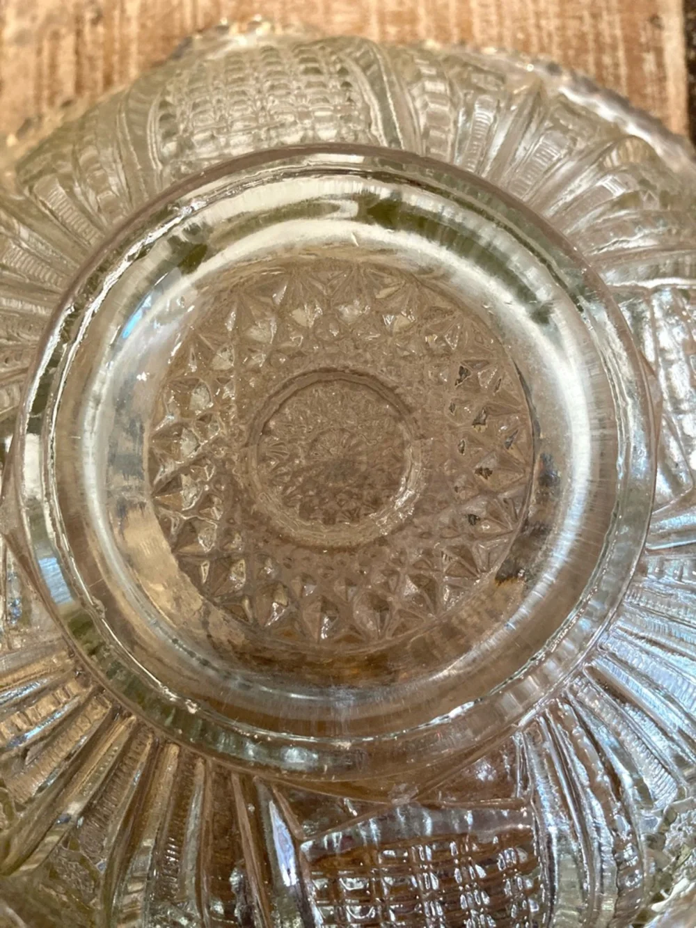 Mismatched Glass Punch Bowl and Base Flowers Pattern